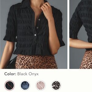 Maeve Black Textured Women's Top NWT Sold out Anthropologie